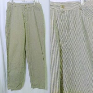 Liz Claiborne Striped Tan Black Cotton Pants *
